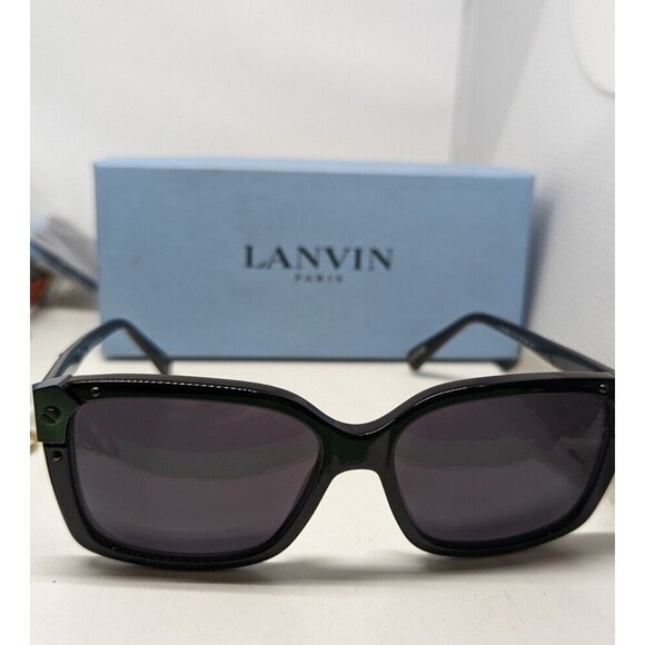 LANVIN SLN504 SLN 504 Black Sunglasses 57-16-140 col 0700 Square Tinted case - Picture 2 of 10